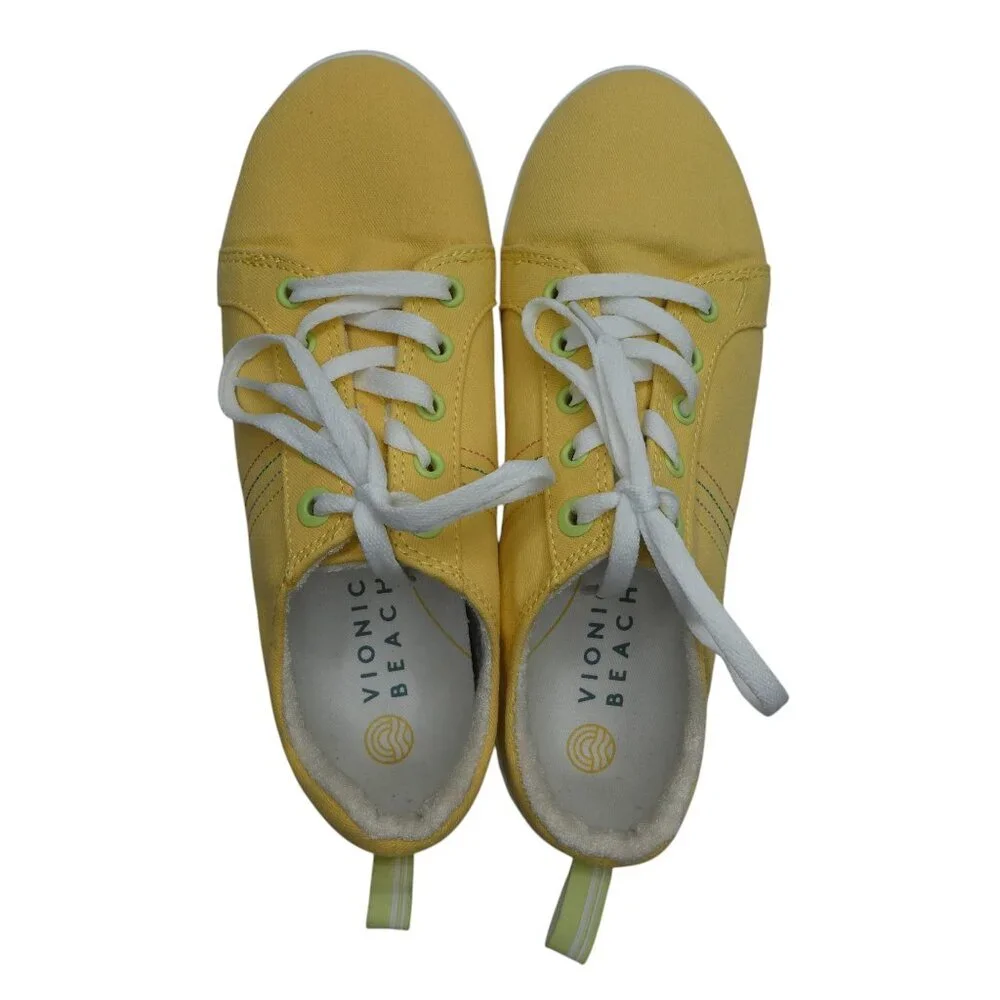 Vionic‎ Beach Stinson Yellow Canvas Lightweight Sneakers Womens 8.5